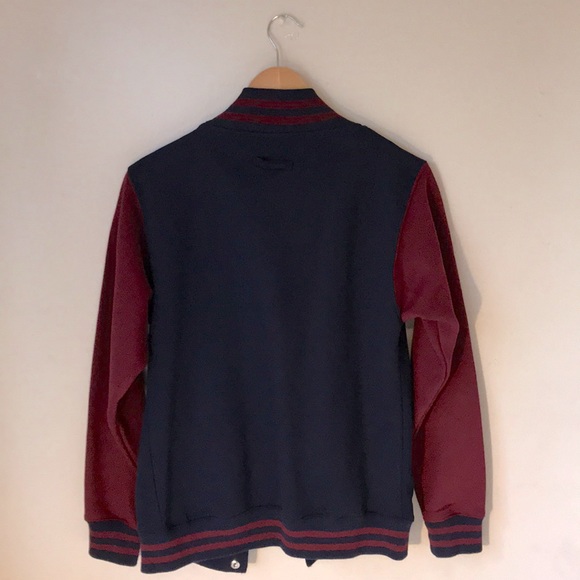 Burgundy Navy Varsity Baseball Jacket - S - Picture 6 of 10